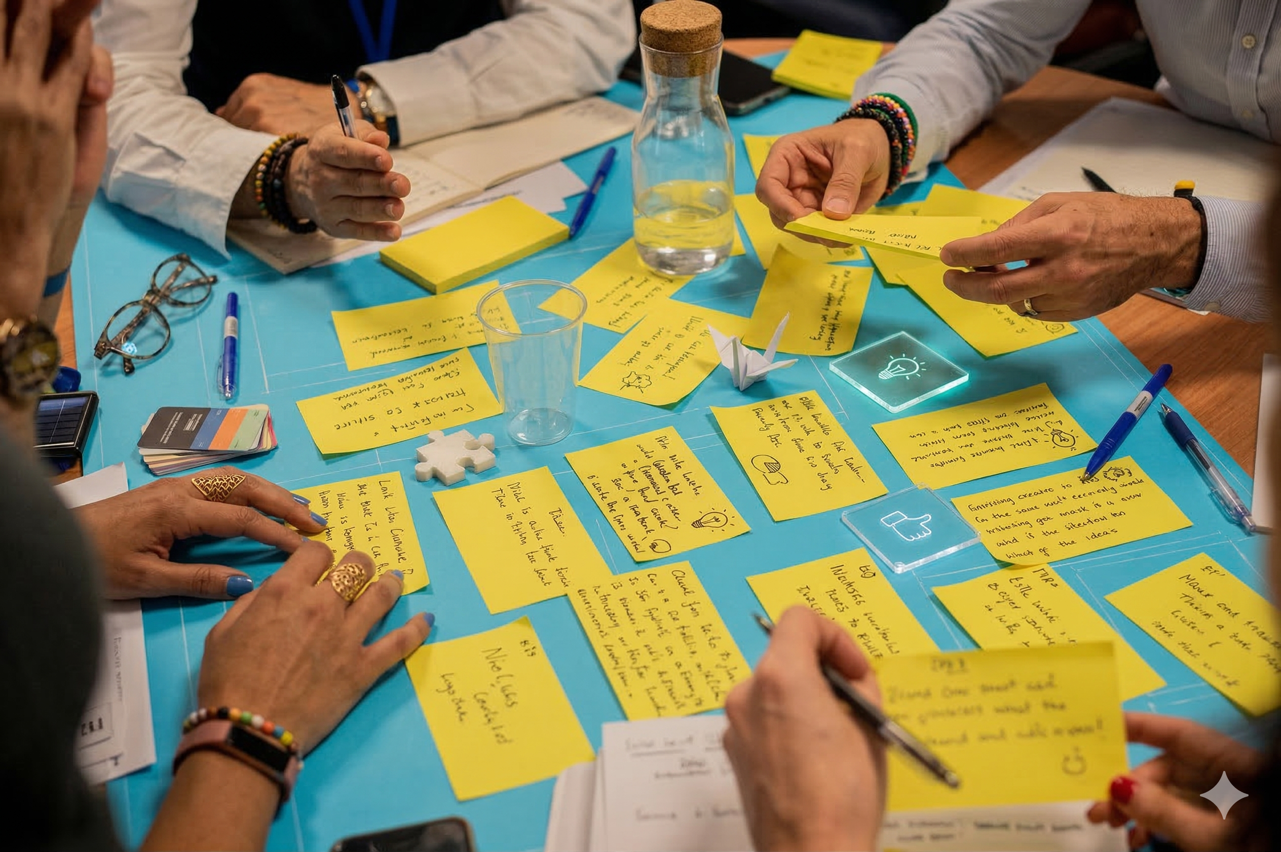 Workshop met post-its en deelnemers
